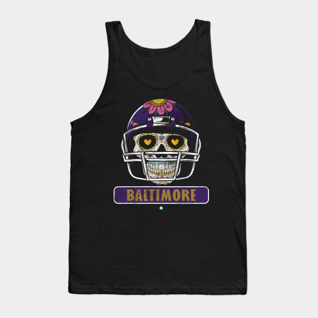 American Football - Baltimore Skull Football Gift Tank Top by woormle